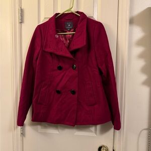 Forever 21 Deep Pink Double-Breasted Pea Coat